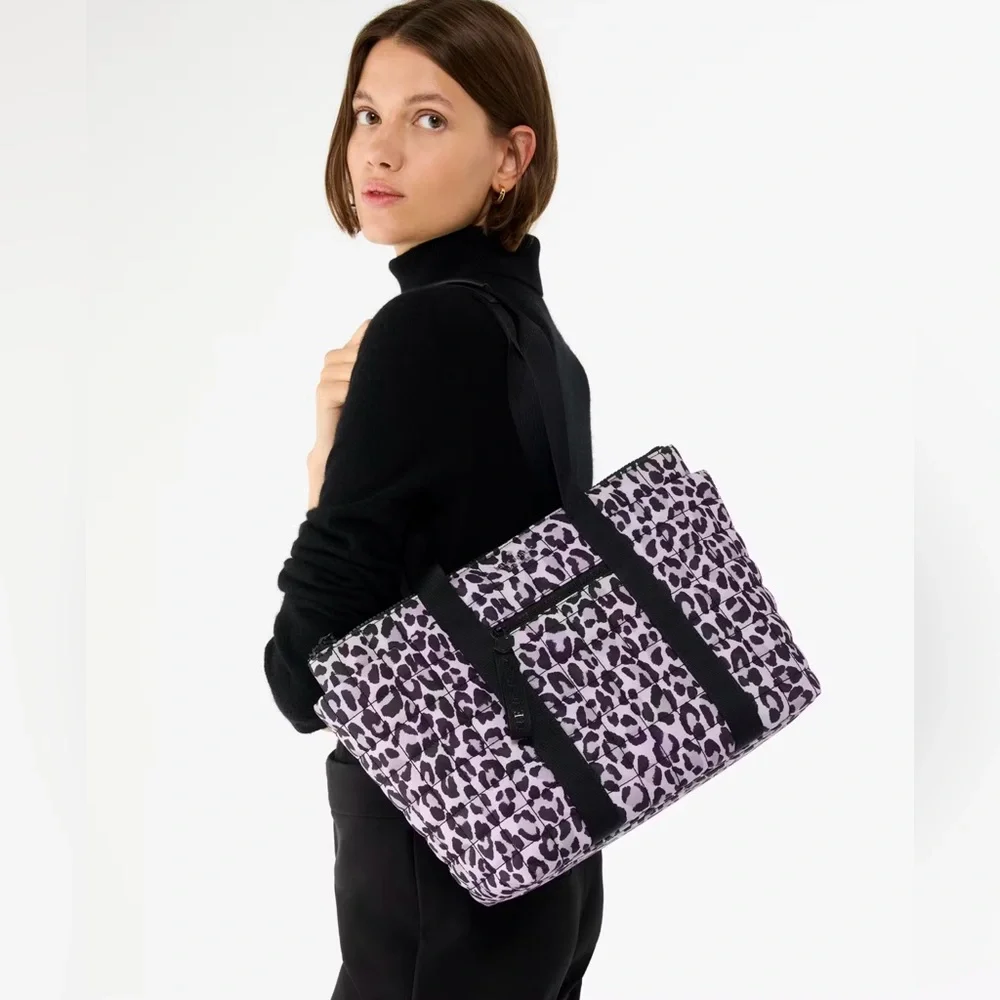 ♠️💜 KATE SPADE Camden Spotted Leopard Quilted Medium Tote Bag, Violet Mist